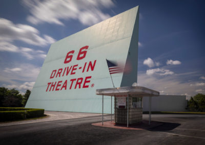 A photo of a drive-in taken with a neutral density filter.