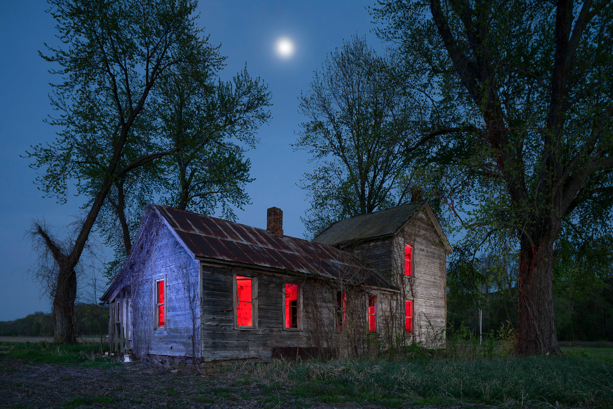 Abandoned Home Blue-Red