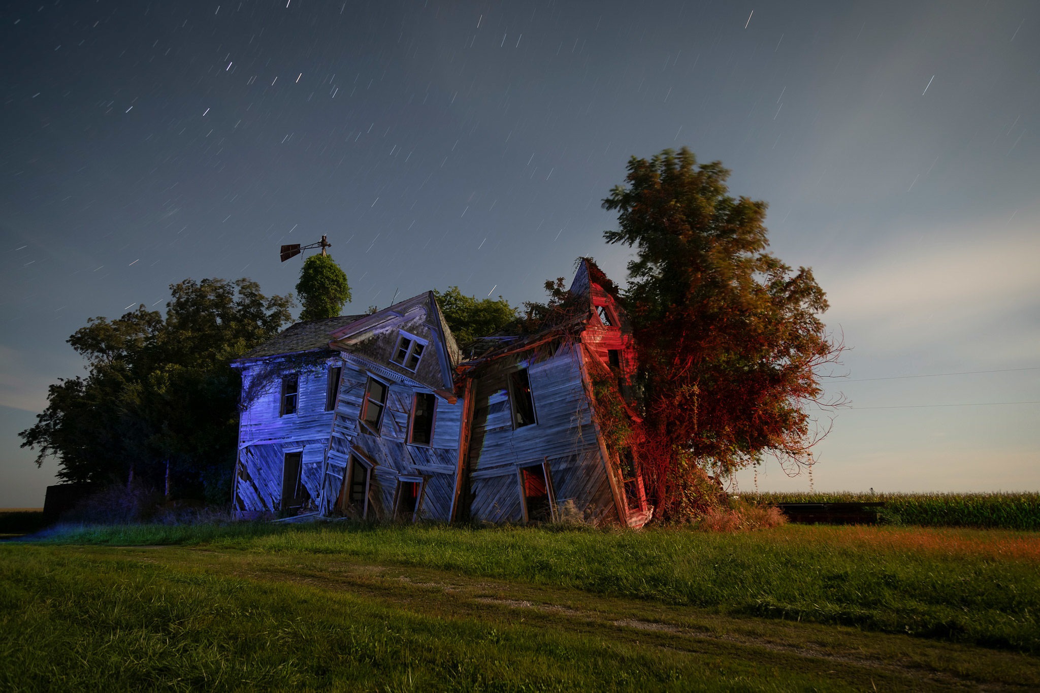 Abandoned Home Blue-Red